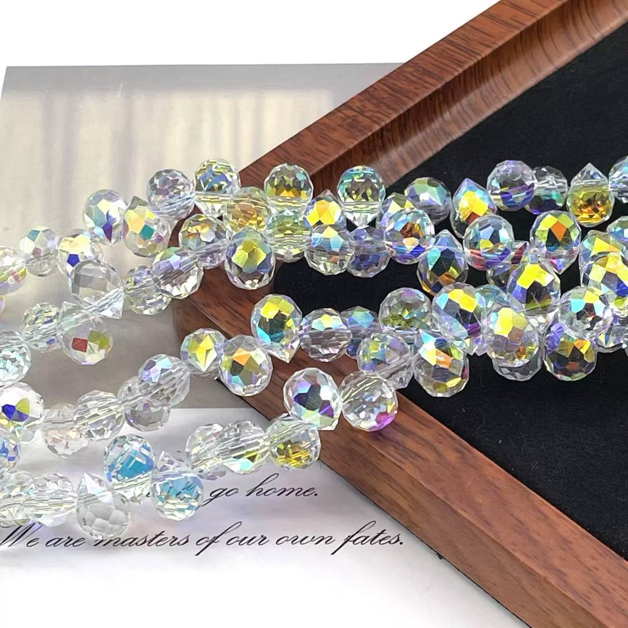 8mm horizontal hole faceted K9 crystal glass strawberry water drop beads 94pcs per strand for DIY bracelet&keychain&car hangers ect accessories material
