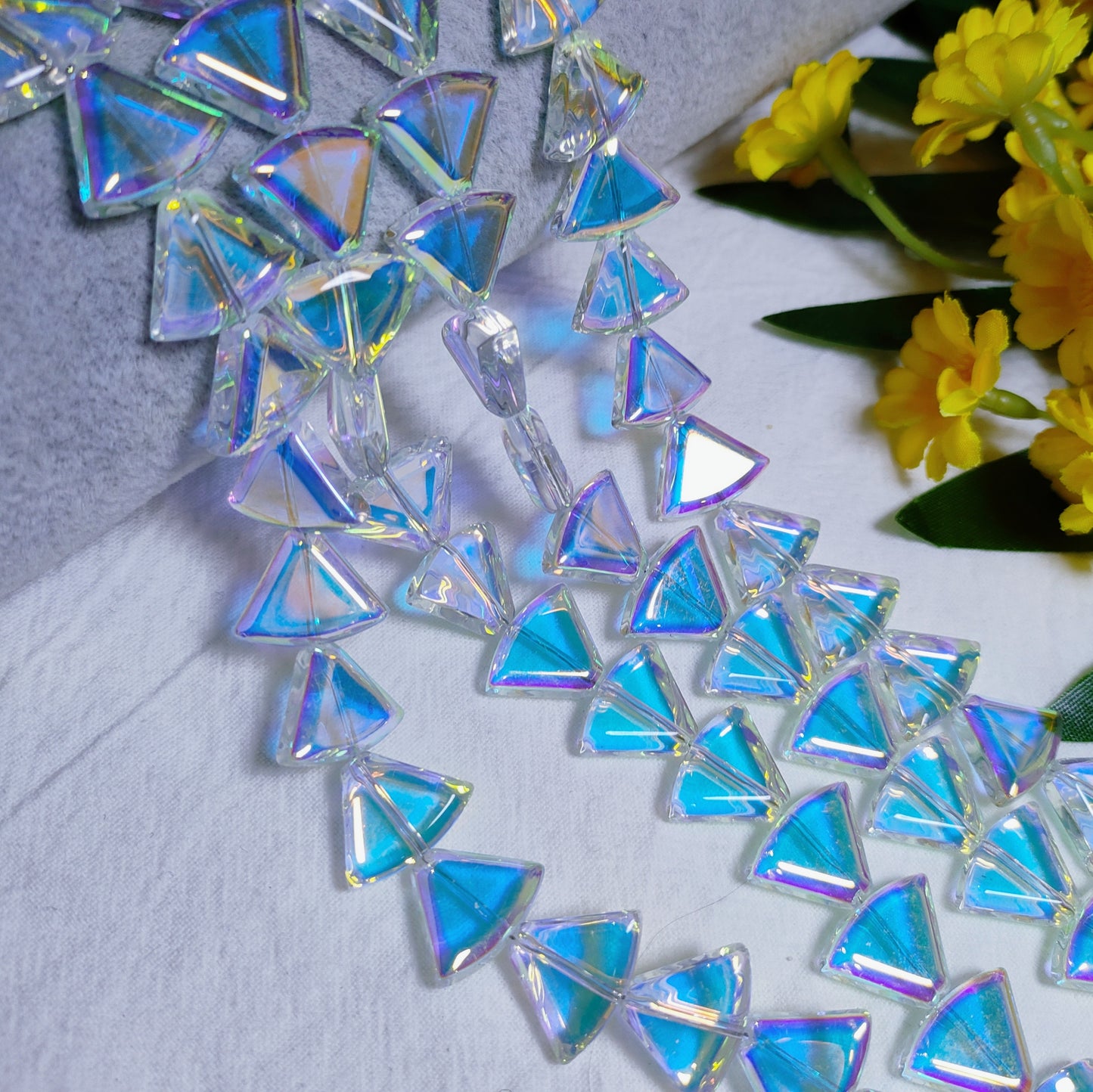 12*16mm K9 crystal glass triangular fan-shaped beads for DIY sun cathers& bracelet&necklace&keychain&car hangers etc