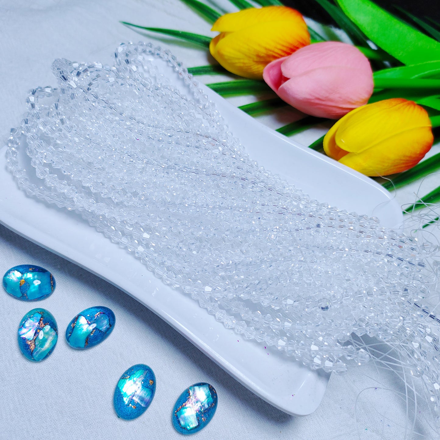 【5 strands≈400pcs】4mm K9 crystal glass bicone beads for DIY bracelet & necklace & keychain accessories