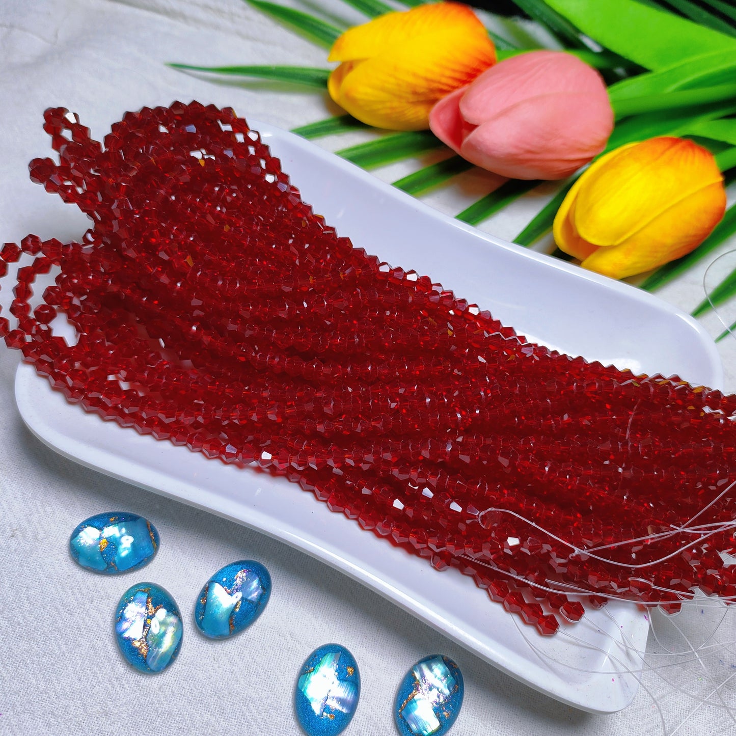 【5 strands≈400pcs】4mm K9 crystal glass bicone beads for DIY bracelet & necklace & keychain accessories