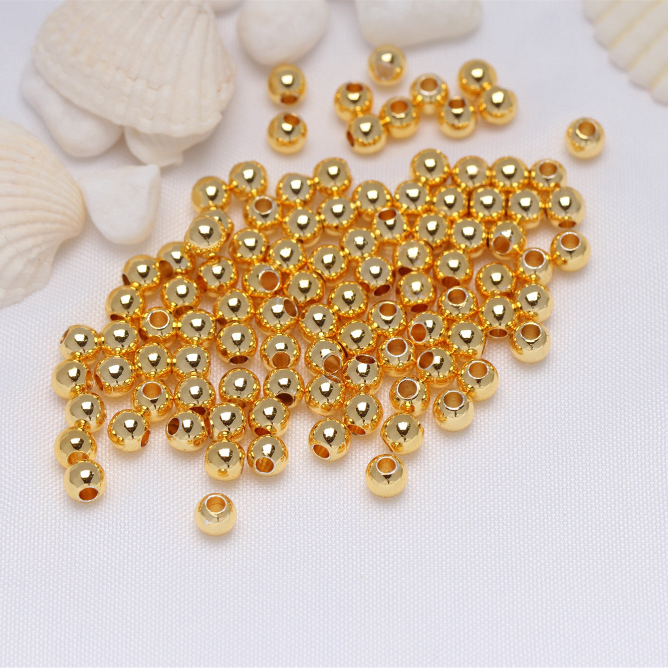 (100pcs/pack)14k gold plated copper material & color-preserving spacers& transfer beads&small gold spacers & smooth solid DIY jewelry, handmade beading accessories, loose beads.