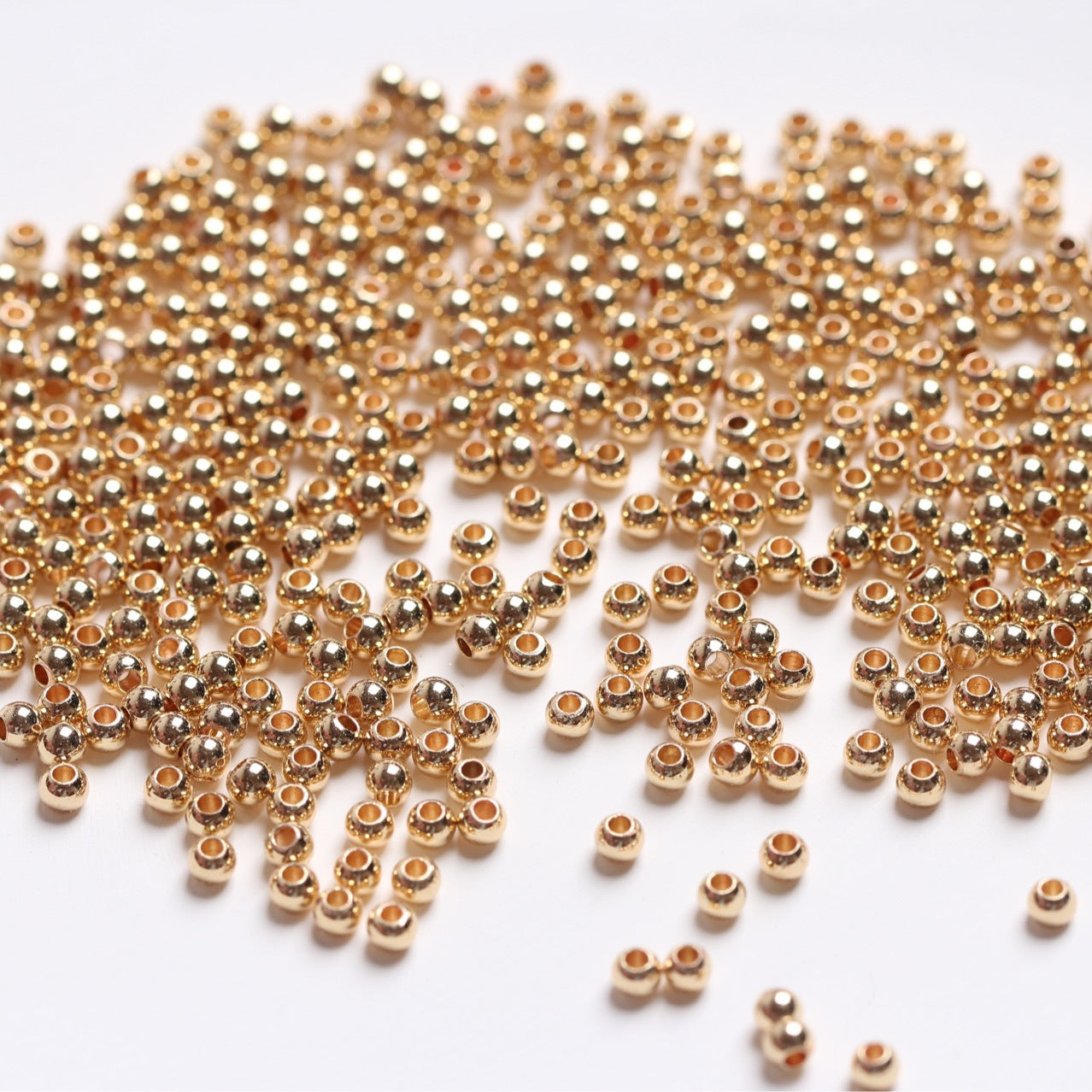(100pcs/pack)14k gold plated copper material & color-preserving spacers& transfer beads&small gold spacers & smooth solid DIY jewelry, handmade beading accessories, loose beads.
