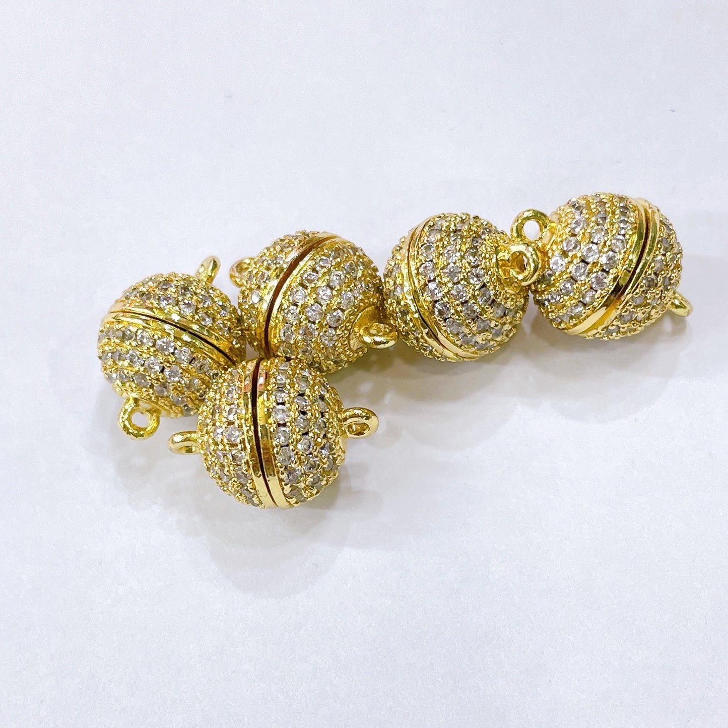 Micro-inlaid zircon copper matrial real 14K gold plated strong color retention 10mm magnetic clasp DIY bracelet necklace ending buckle jewelry accessories