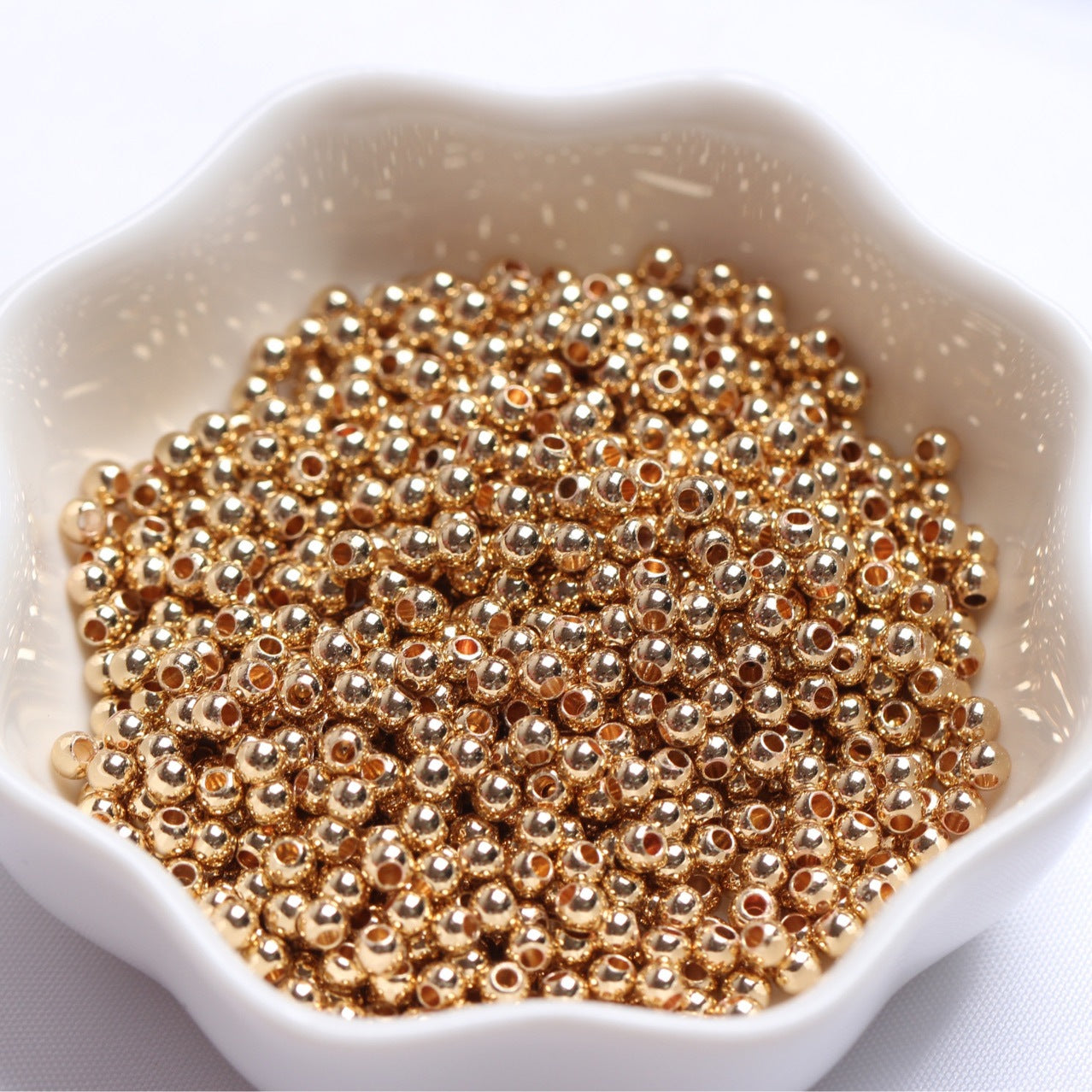 (100pcs/pack)14k gold plated copper material & color-preserving spacers& transfer beads&small gold spacers & smooth solid DIY jewelry, handmade beading accessories, loose beads.