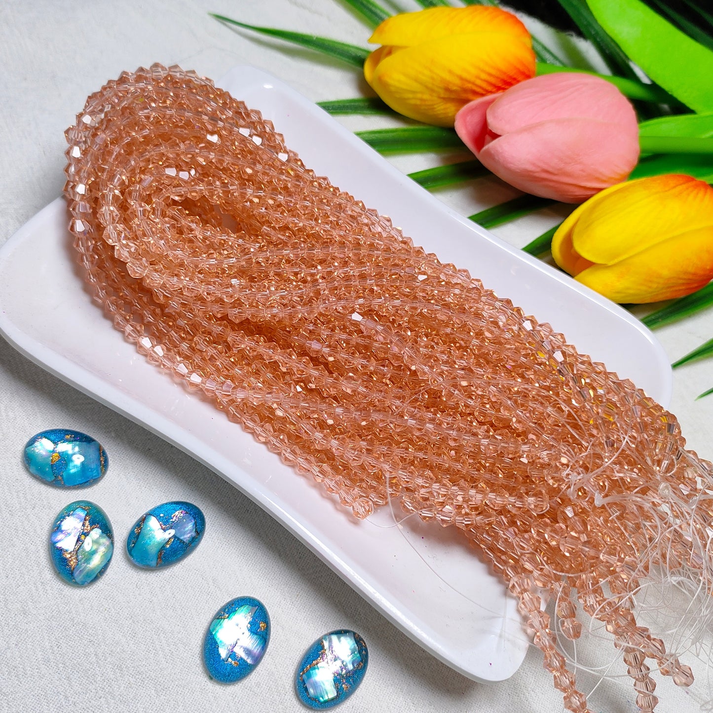 【5 strands≈400pcs】4mm K9 crystal glass bicone beads for DIY bracelet & necklace & keychain accessories