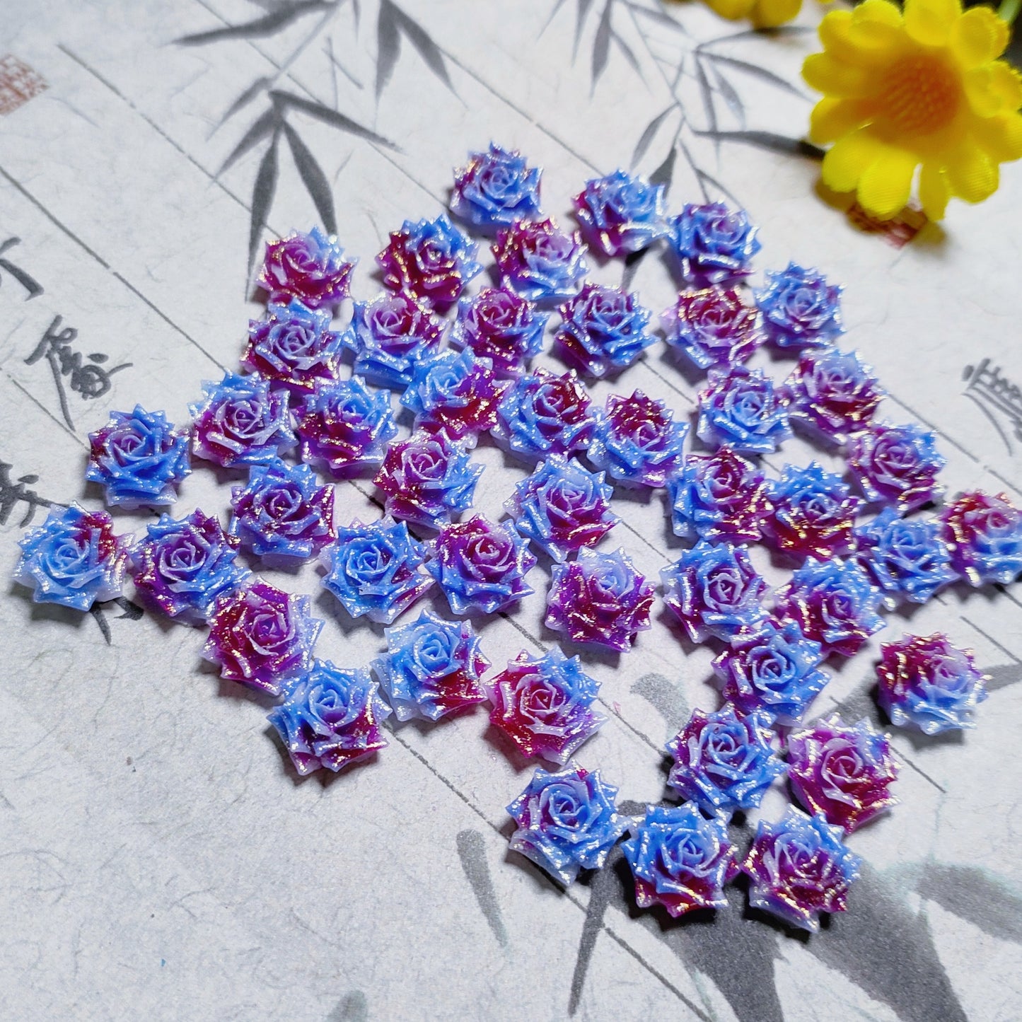 8mm resin soft roses with no-hole and curled edges 20g per bag for nail&keychian&bracelet&car hangers