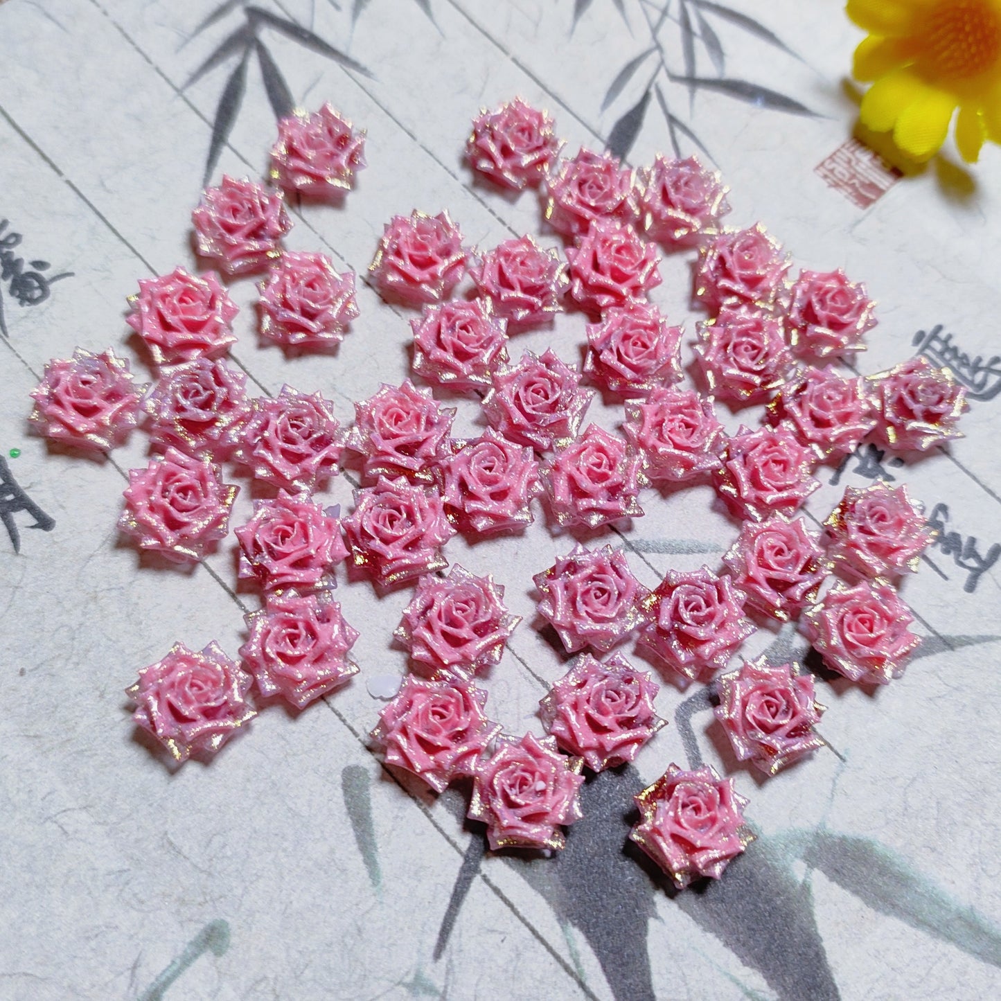 8mm resin soft roses with no-hole and curled edges 20g per bag for nail&keychian&bracelet&car hangers