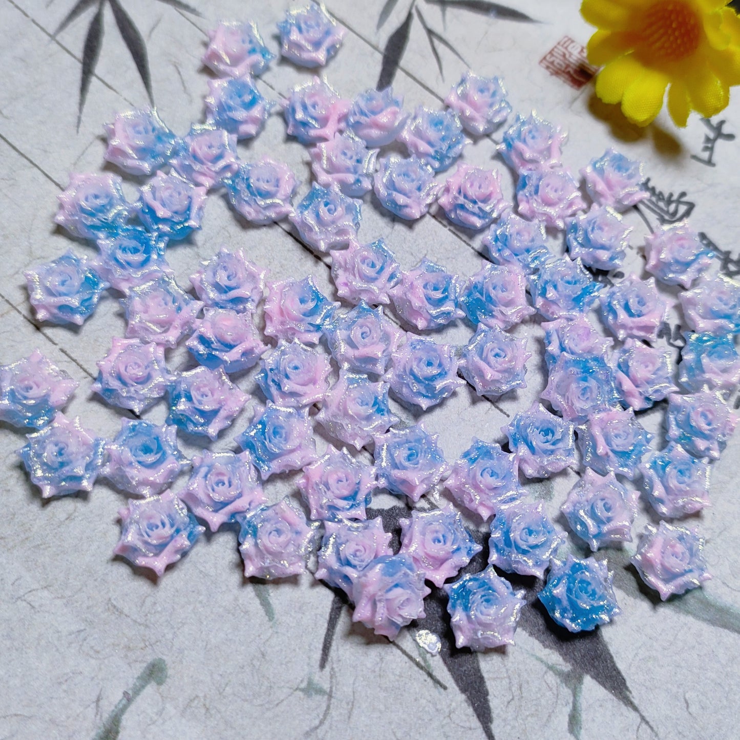 8mm resin soft roses with no-hole and curled edges 20g per bag for nail&keychian&bracelet&car hangers