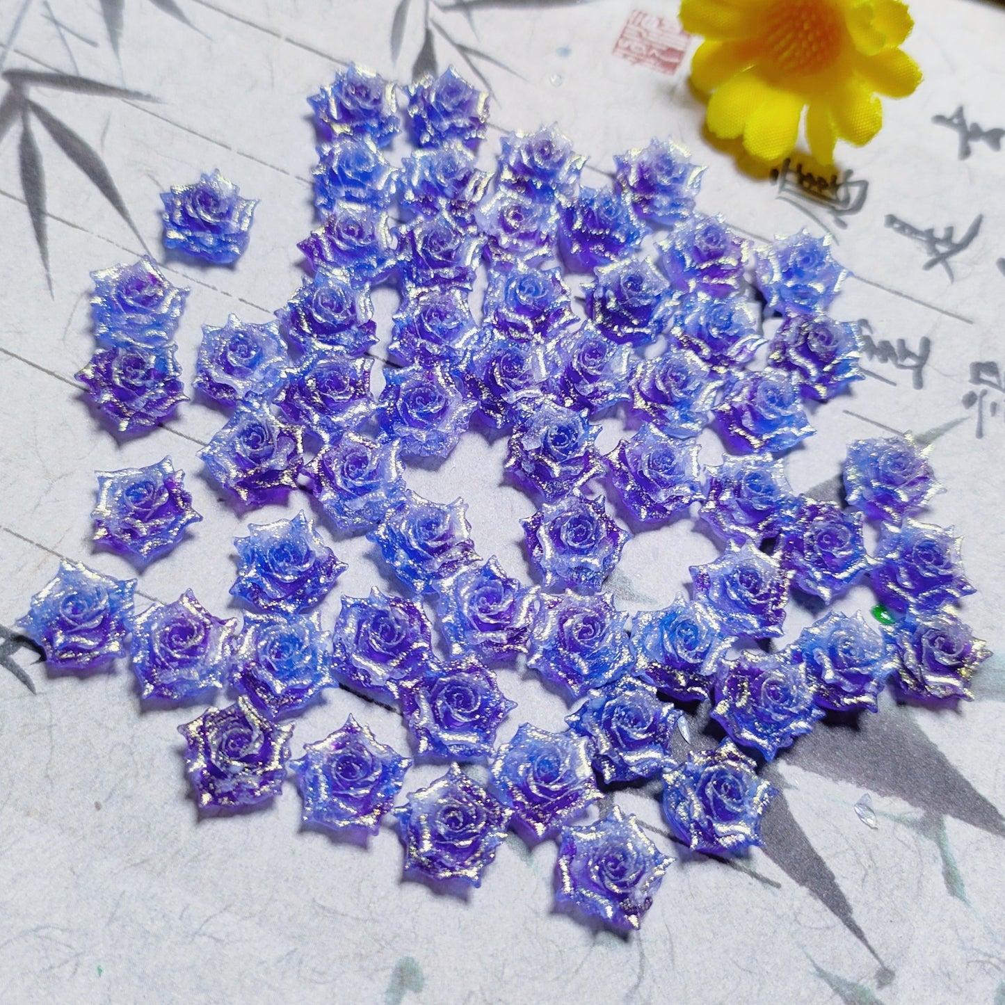 8mm resin soft roses with no-hole and curled edges 20g per bag for nail&keychian&bracelet&car hangers