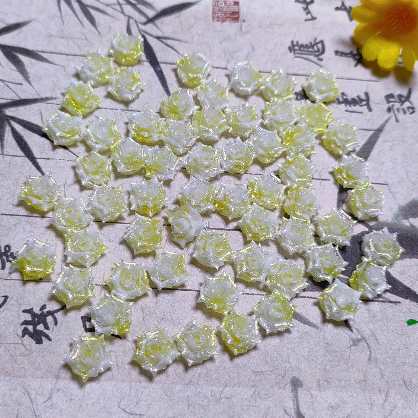 8mm resin soft roses with no-hole and curled edges 20g per bag for nail&keychian&bracelet&car hangers