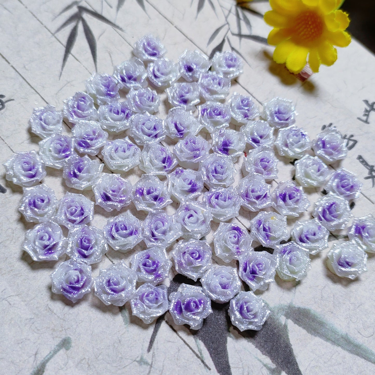 8mm resin soft roses with no-hole and curled edges 20g per bag for nail&keychian&bracelet&car hangers