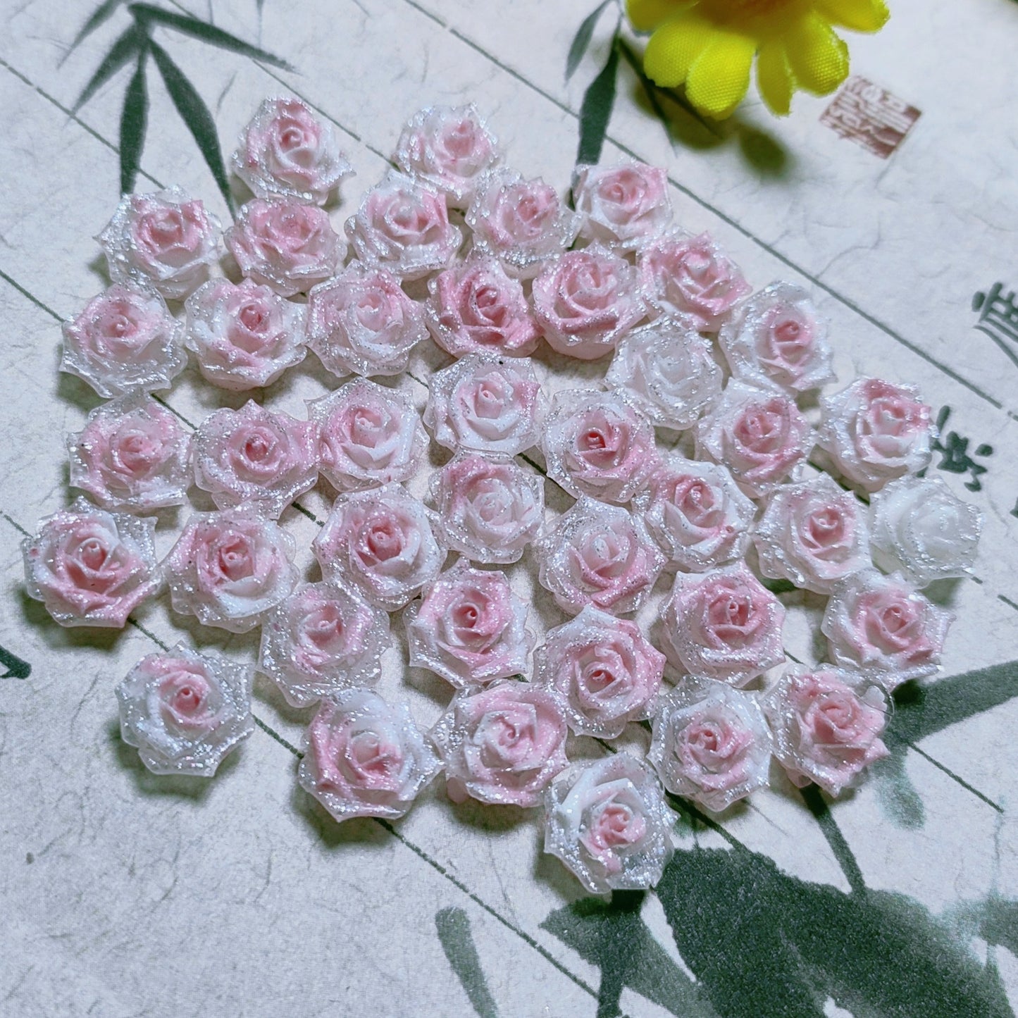 8mm resin soft roses with no-hole and curled edges 20g per bag for nail&keychian&bracelet&car hangers