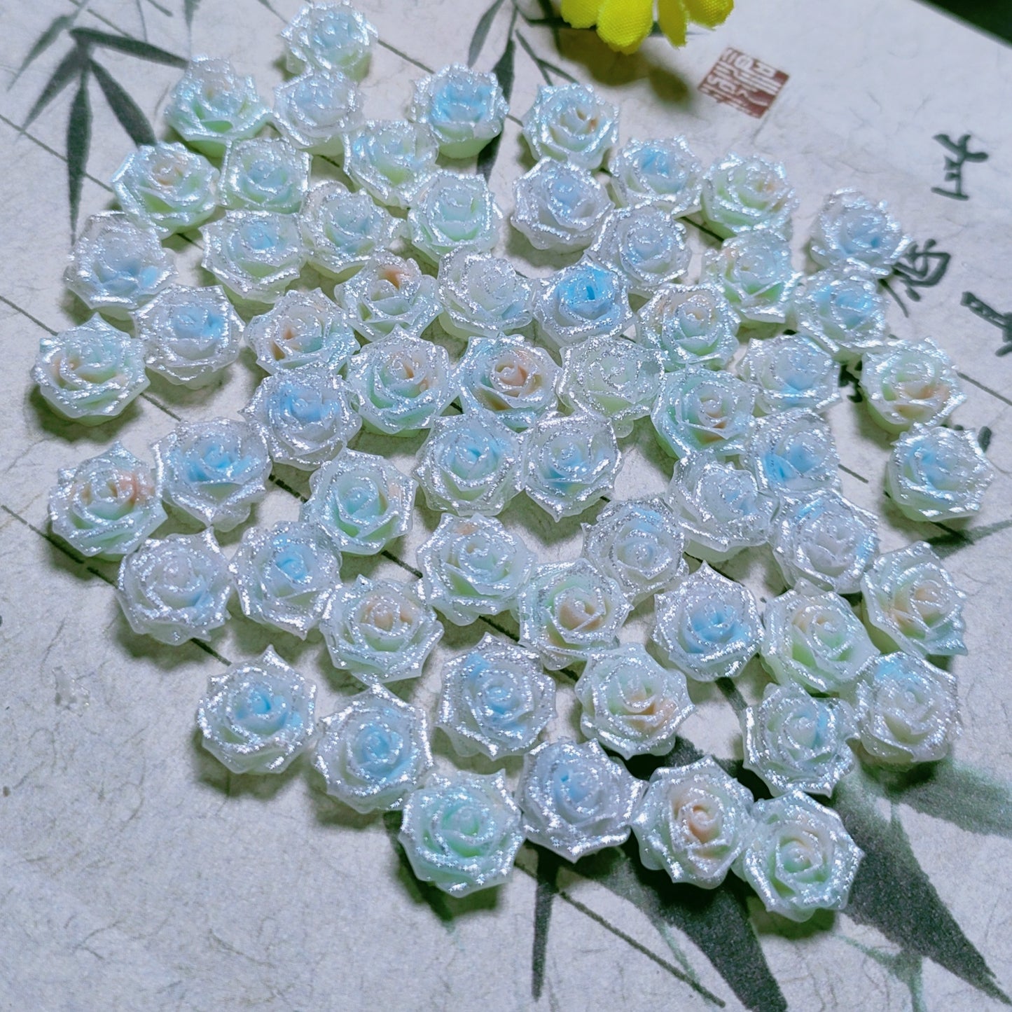 8mm resin soft roses with no-hole and curled edges 20g per bag for nail&keychian&bracelet&car hangers
