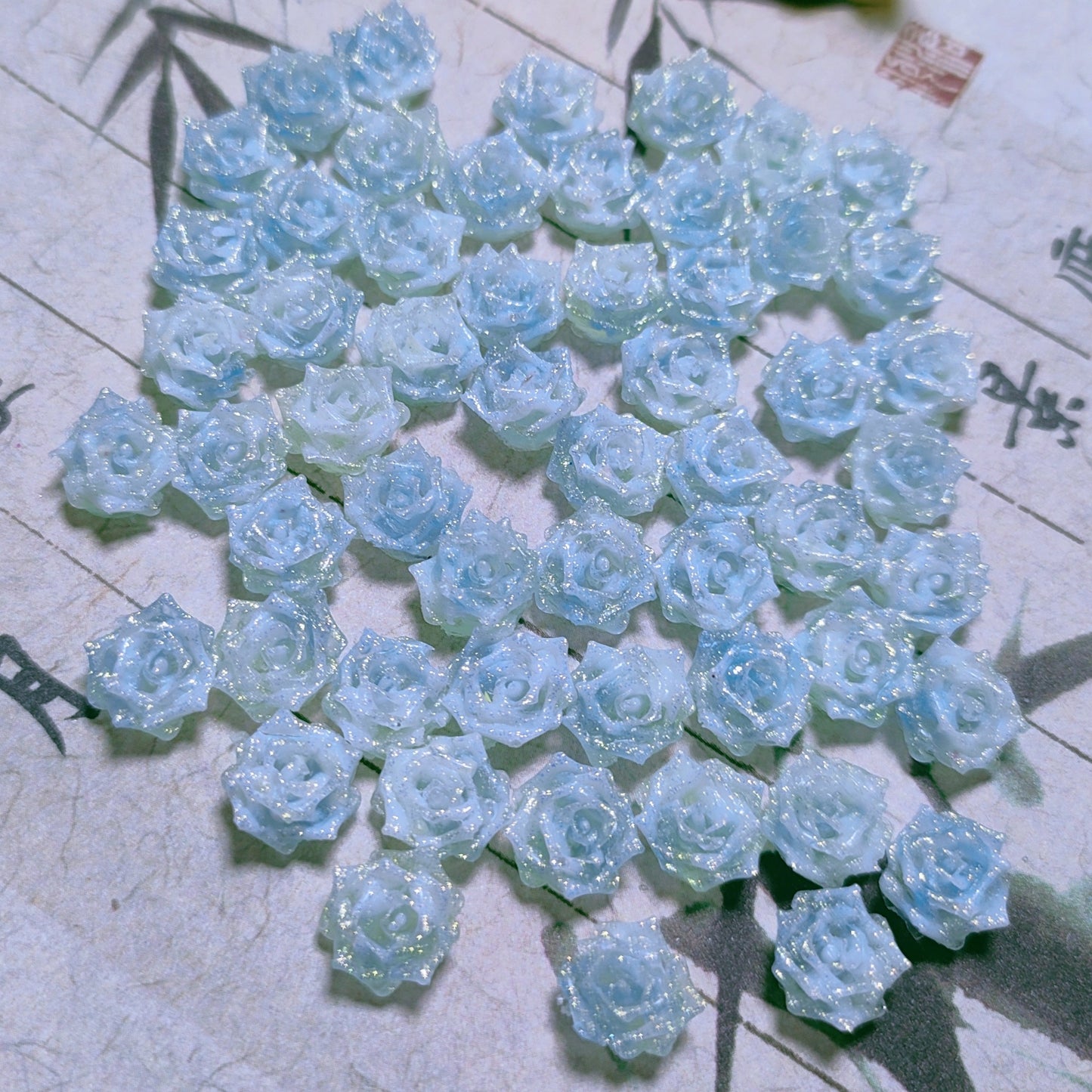 8mm resin soft roses with no-hole and curled edges 20g per bag for nail&keychian&bracelet&car hangers