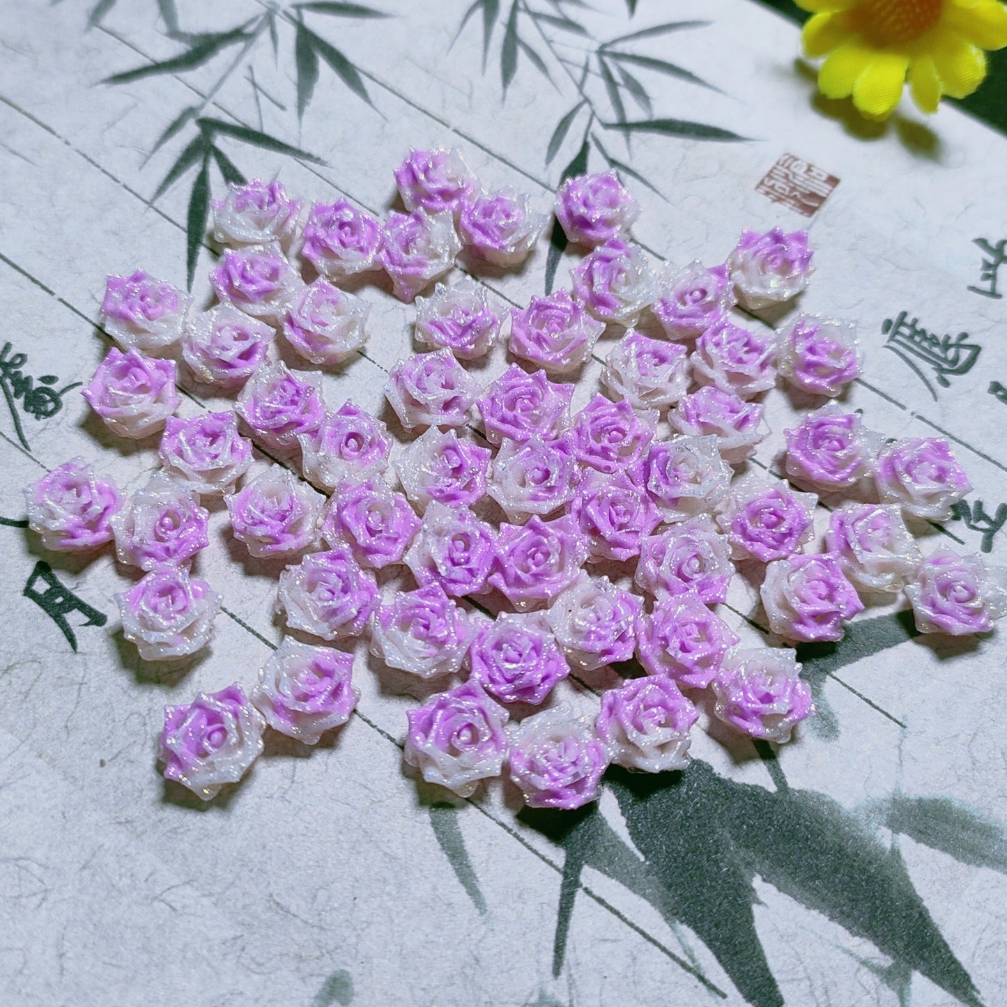8mm resin soft roses with no-hole and curled edges 20g per bag for nail&keychian&bracelet&car hangers