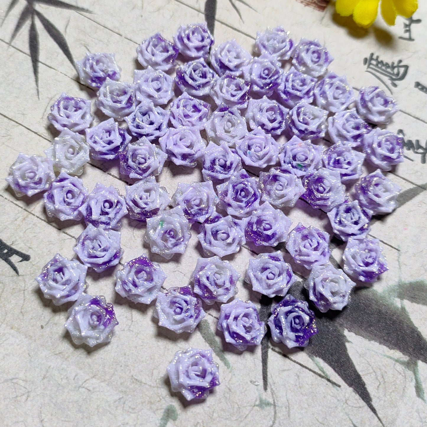 8mm resin soft roses with no-hole and curled edges 20g per bag for nail&keychian&bracelet&car hangers