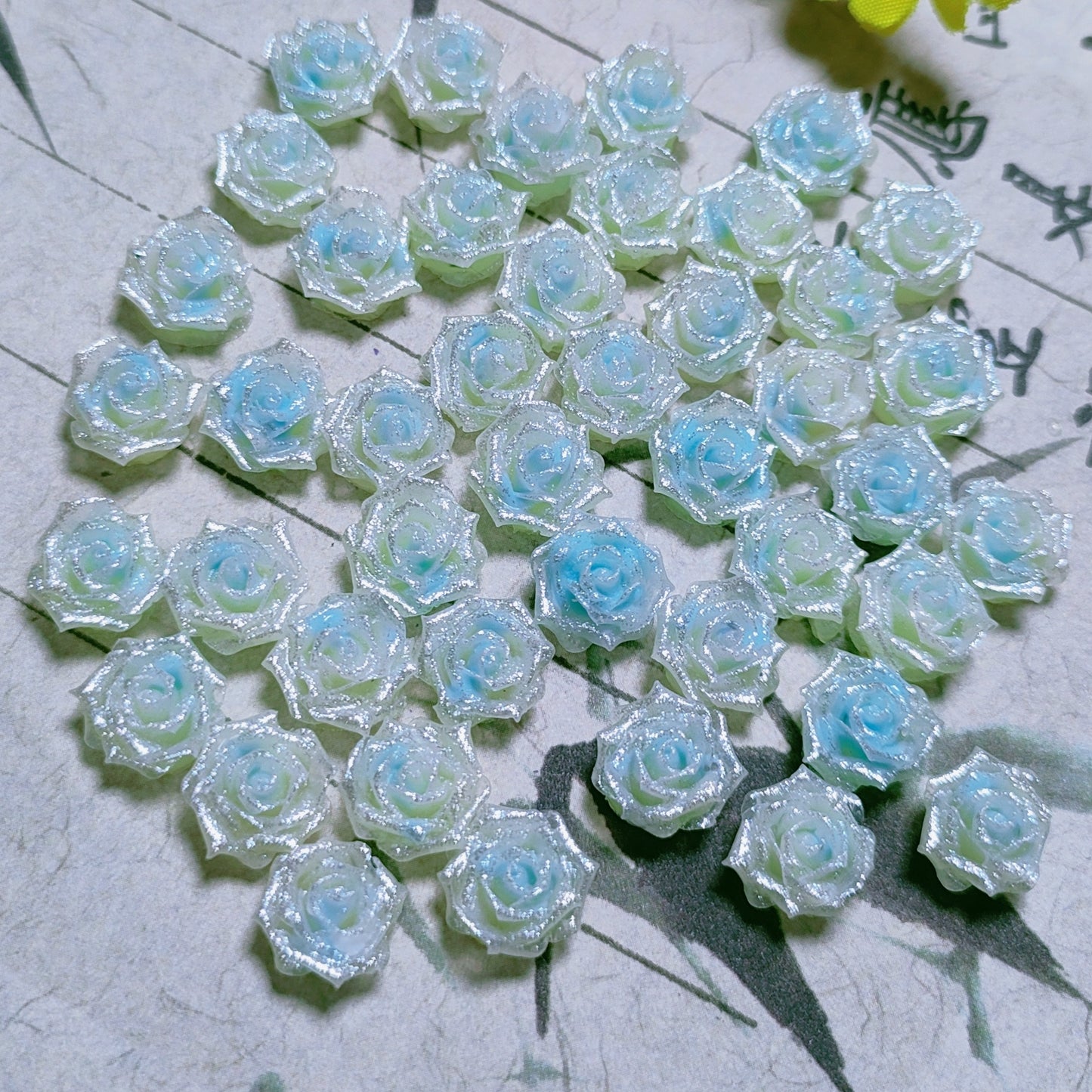 8mm resin soft roses with no-hole and curled edges 20g per bag for nail&keychian&bracelet&car hangers