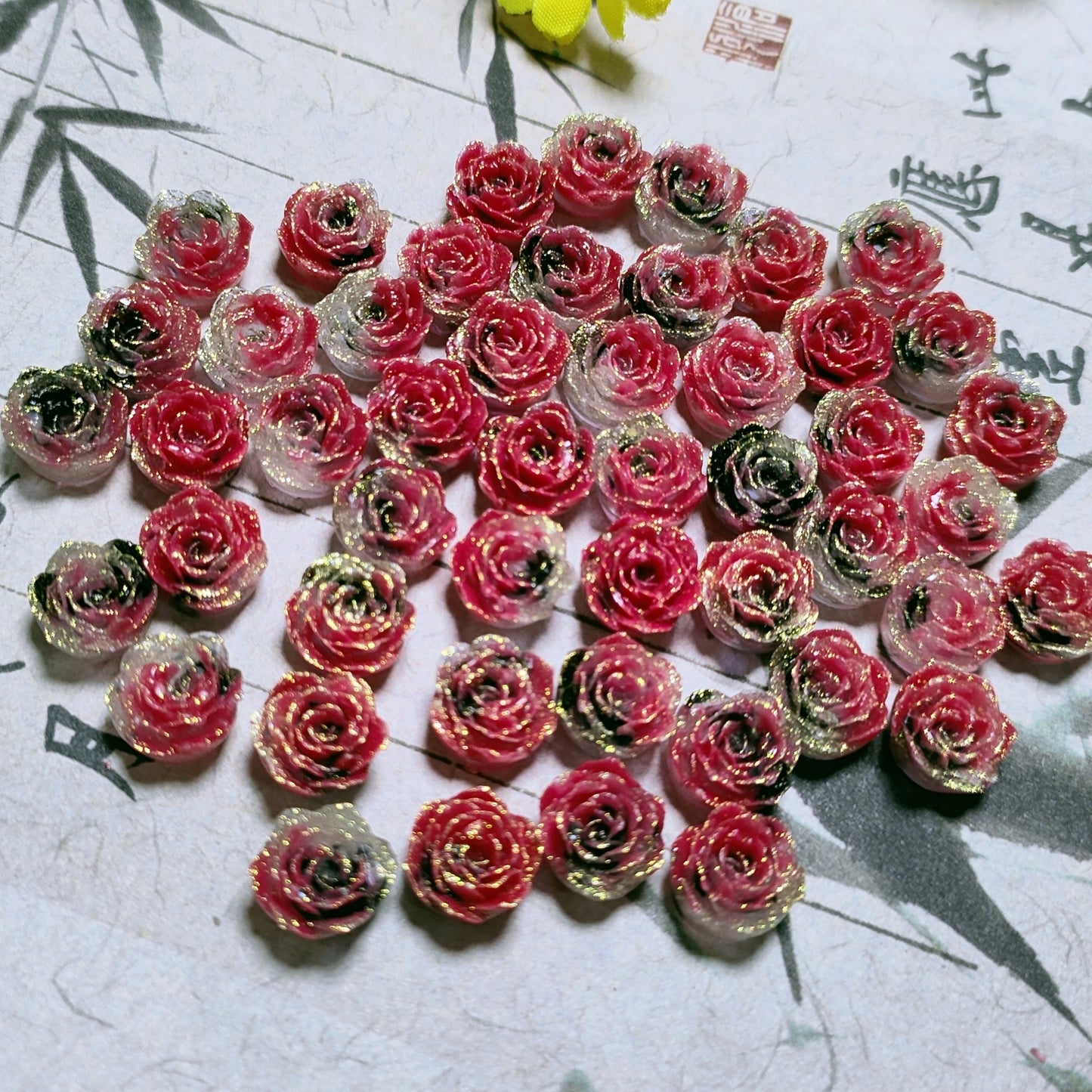 8mm&9mm soft resin true love rose &roses with no-hole and curl edge 20g per bag for nail&keychian&bracelet&car hangers