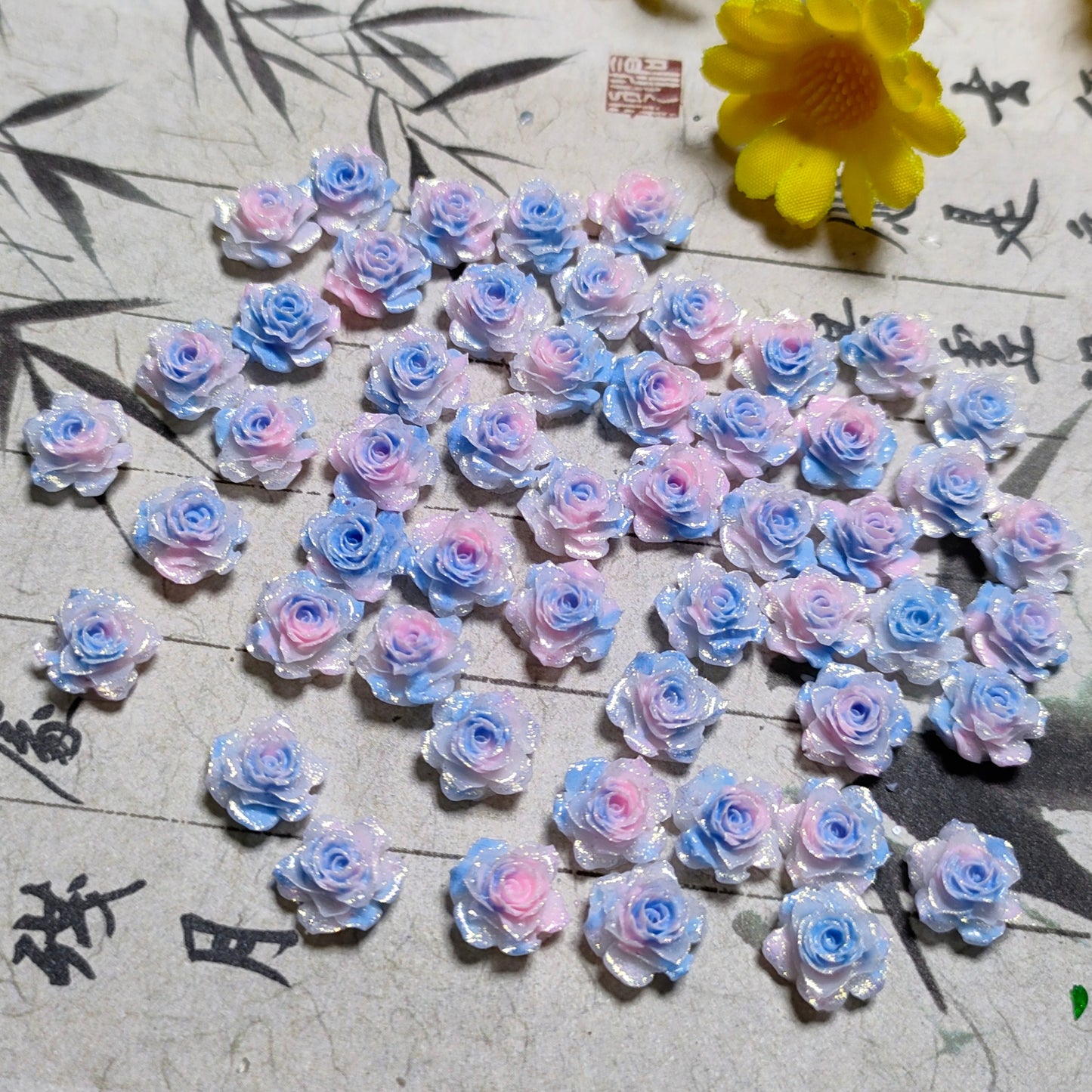 8mm&9mm soft resin true love rose &roses with no-hole and curl edge 20g per bag for nail&keychian&bracelet&car hangers