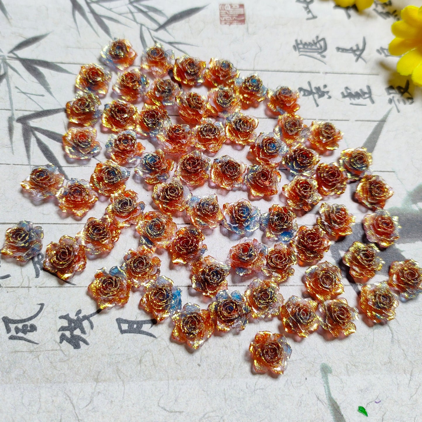 8mm&9mm soft resin true love rose &roses with no-hole and curl edge 20g per bag for nail&keychian&bracelet&car hangers