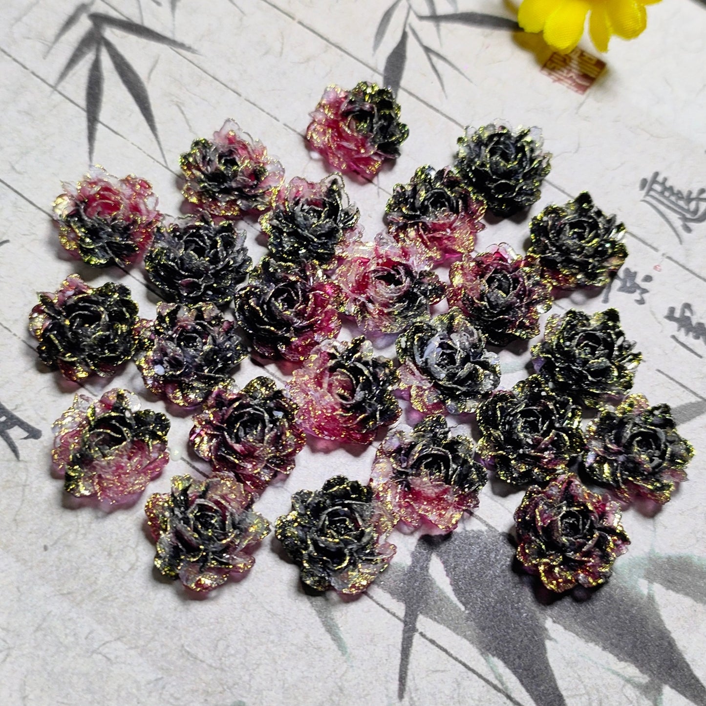 11mm&12mm soft resin true love rose &roses with no-hole and curl edge&peony flower 20g per bag for nail&keychian&bracelet&car hangers