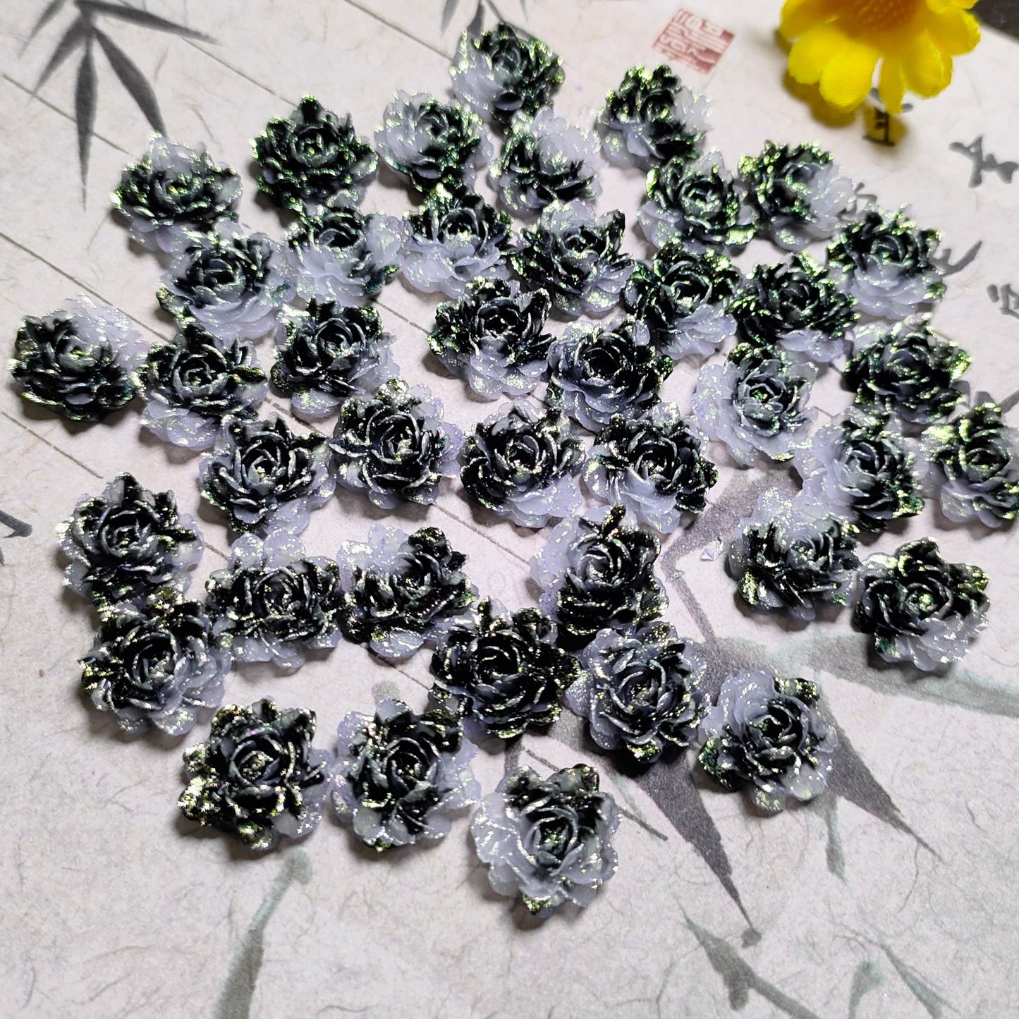 11mm&12mm soft resin true love rose &roses with no-hole and curl edge&peony flower 20g per bag for nail&keychian&bracelet&car hangers