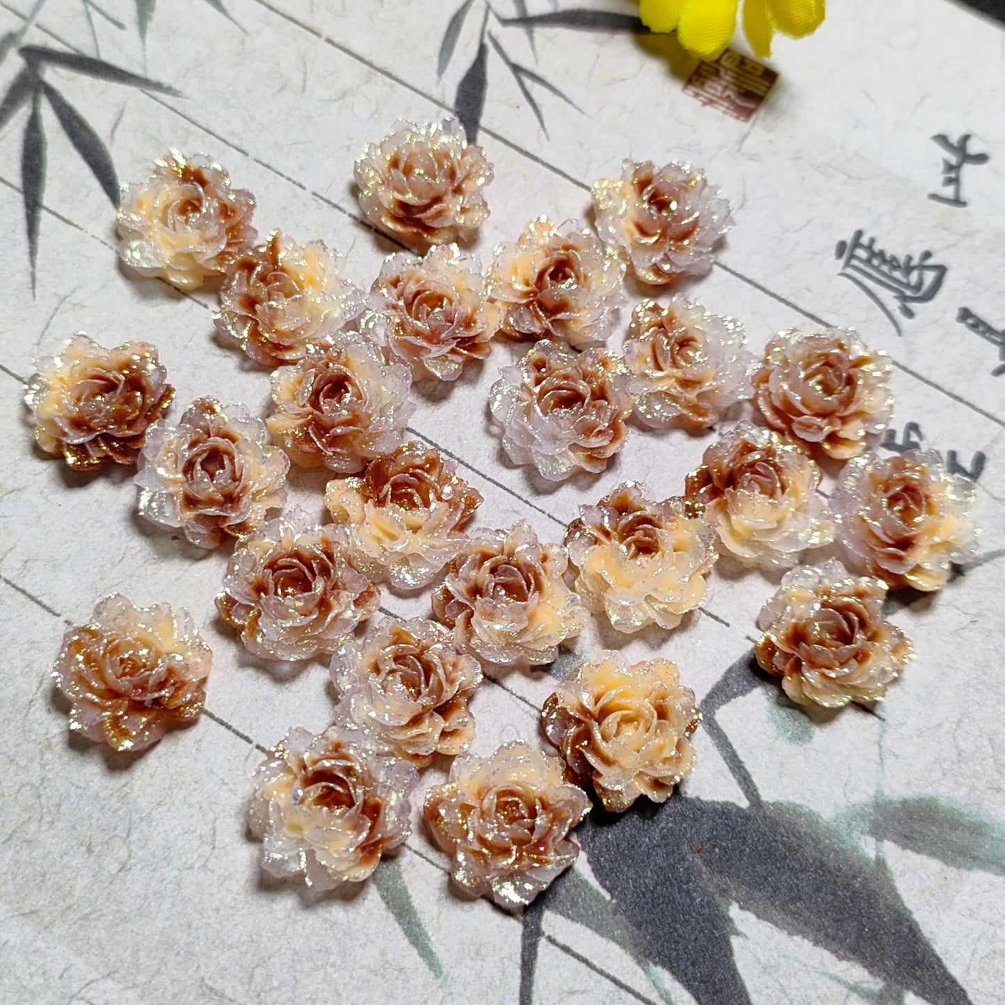 11mm&12mm soft resin true love rose &roses with no-hole and curl edge&peony flower 20g per bag for nail&keychian&bracelet&car hangers