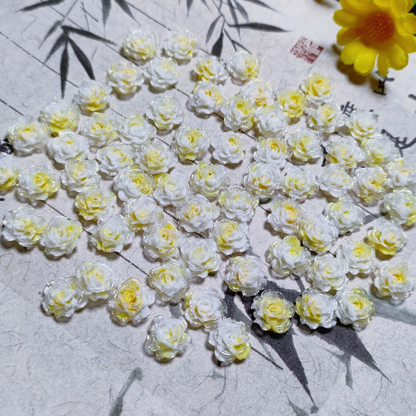 7mm&8mm resin soft roses with no-hole&lotus&lily with hole 20g per bag for nail&keychian&bracelet&car hangers