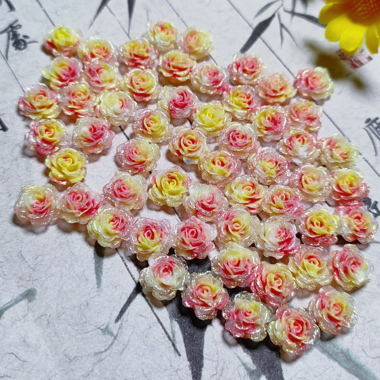 7mm&8mm resin soft roses with no-hole&lotus&lily with hole 20g per bag for nail&keychian&bracelet&car hangers