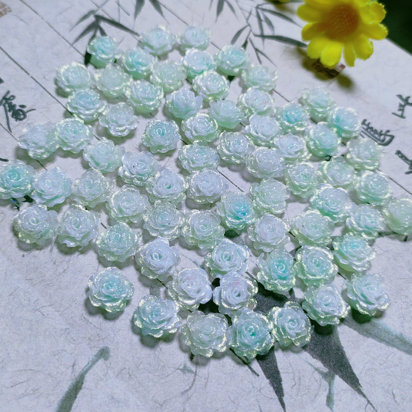 7mm&8mm resin soft roses with no-hole&lotus&lily with hole 20g per bag for nail&keychian&bracelet&car hangers