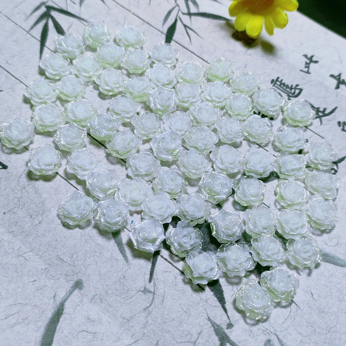 7mm&8mm resin soft roses with no-hole&lotus&lily with hole 20g per bag for nail&keychian&bracelet&car hangers