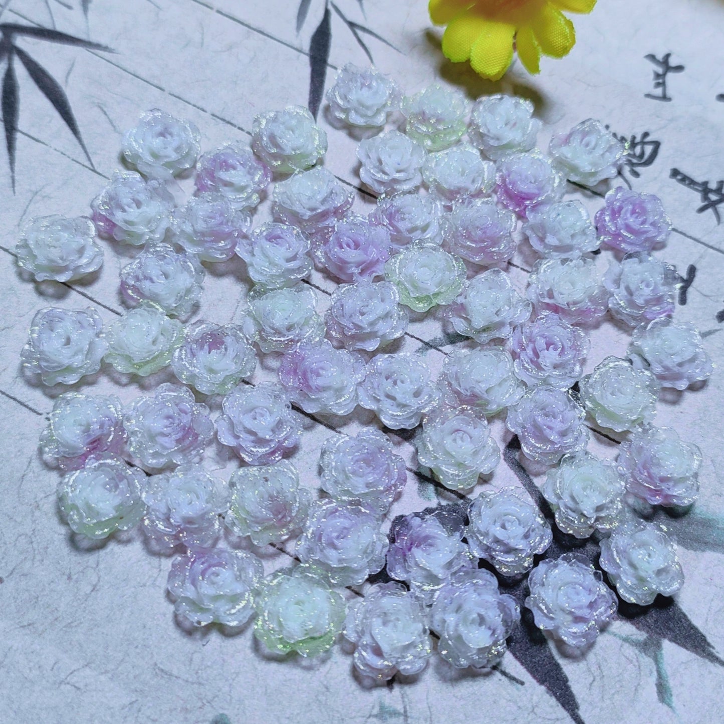 7mm&8mm resin soft roses with no-hole&lotus&lily with hole 20g per bag for nail&keychian&bracelet&car hangers