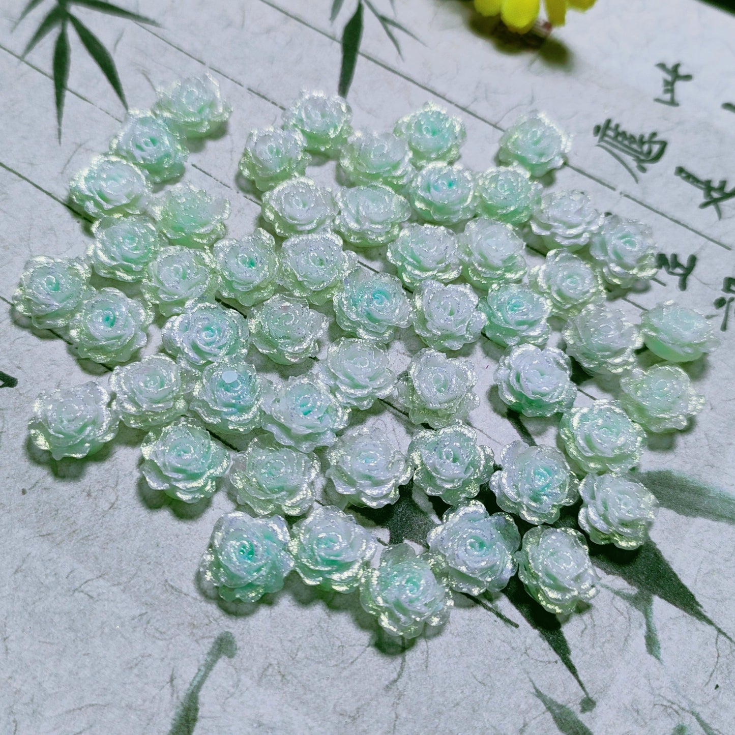 7mm&8mm resin soft roses with no-hole&lotus&lily with hole 20g per bag for nail&keychian&bracelet&car hangers