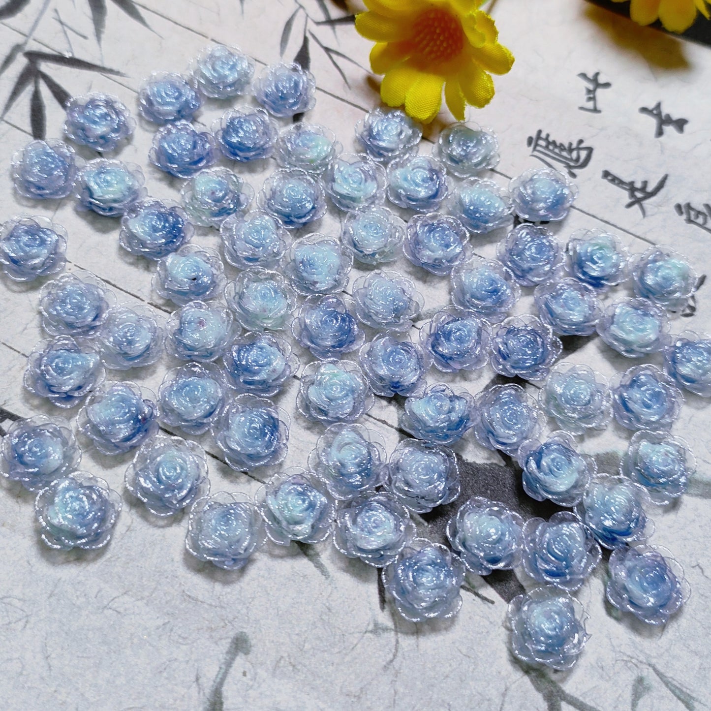7mm&8mm resin soft roses with no-hole&lotus&lily with hole 20g per bag for nail&keychian&bracelet&car hangers