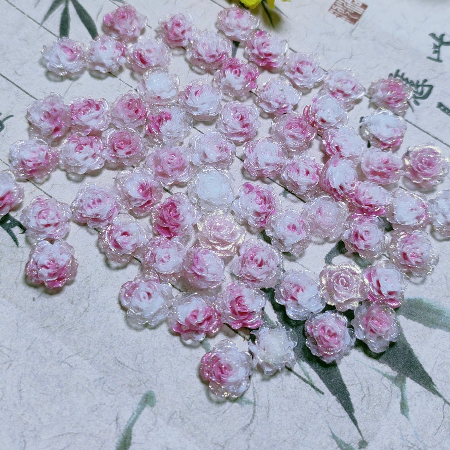 7mm&8mm resin soft roses with no-hole&lotus&lily with hole 20g per bag for nail&keychian&bracelet&car hangers
