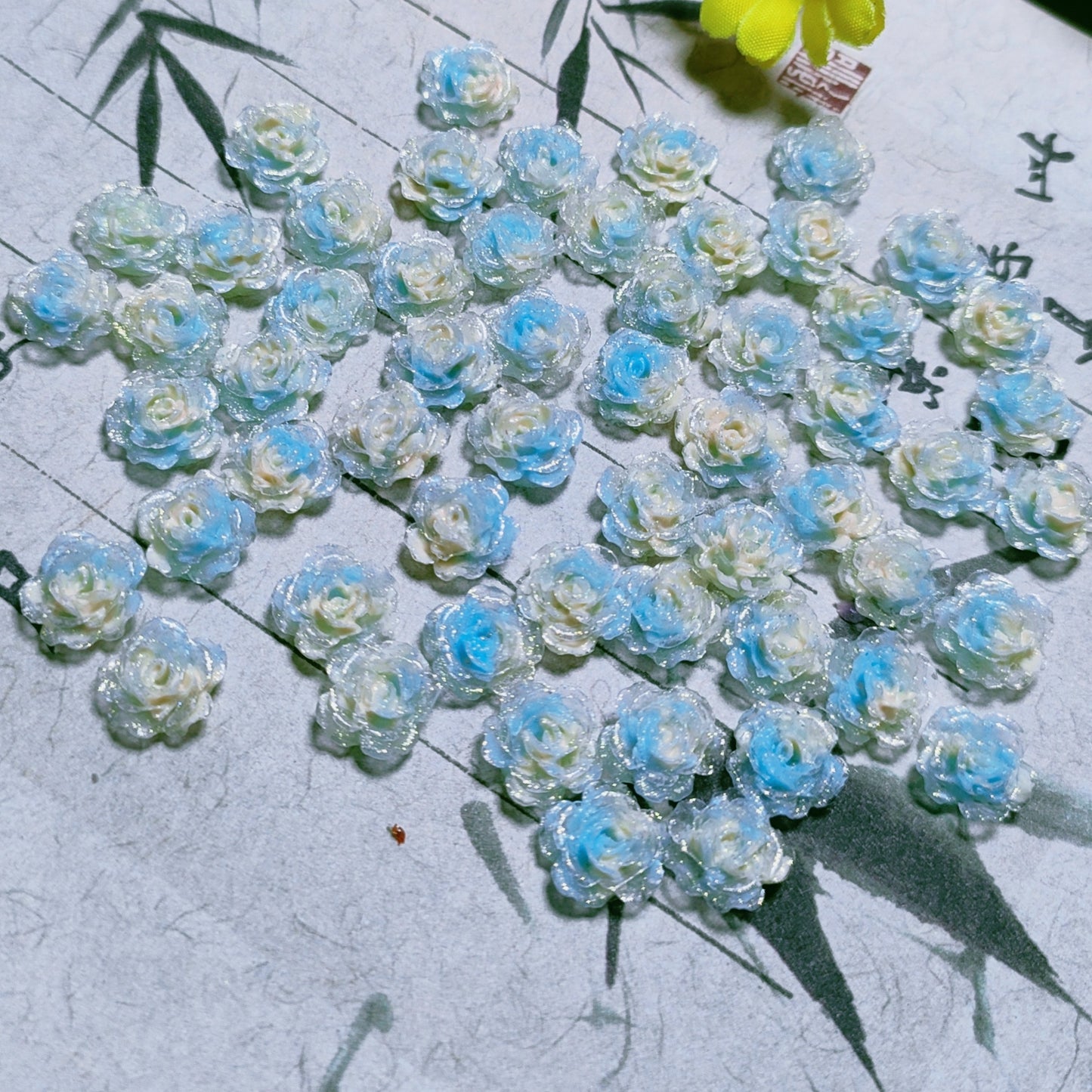 7mm&8mm resin soft roses with no-hole&lotus&lily with hole 20g per bag for nail&keychian&bracelet&car hangers