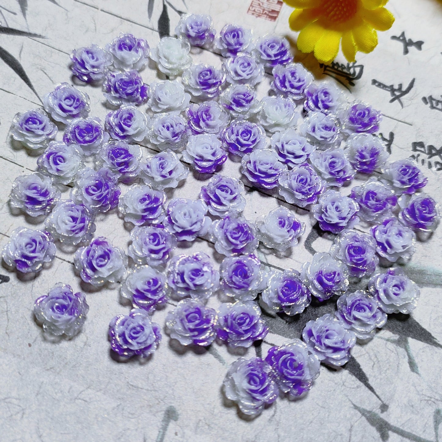 7mm&8mm resin soft roses with no-hole&lotus&lily with hole 20g per bag for nail&keychian&bracelet&car hangers
