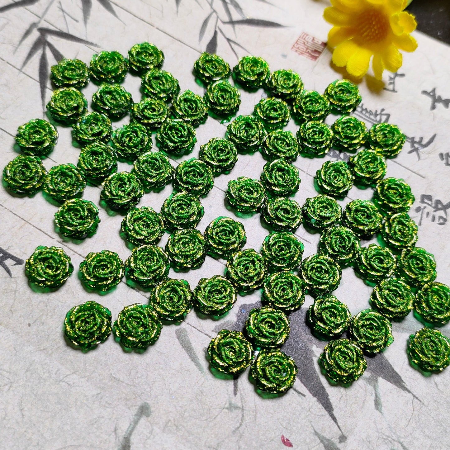 7mm&8mm resin soft roses with no-hole&lotus&lily with hole 20g per bag for nail&keychian&bracelet&car hangers