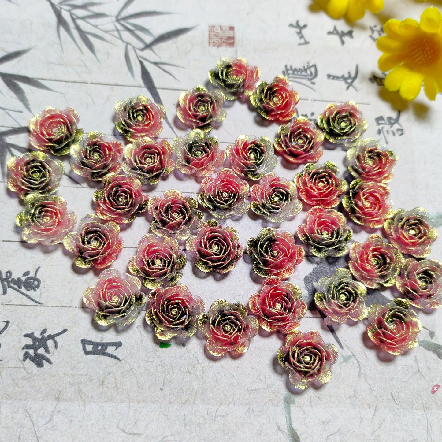 11mm&12mm soft resin true love rose &roses with no-hole and curl edge&peony flower 20g per bag for nail&keychian&bracelet&car hangers