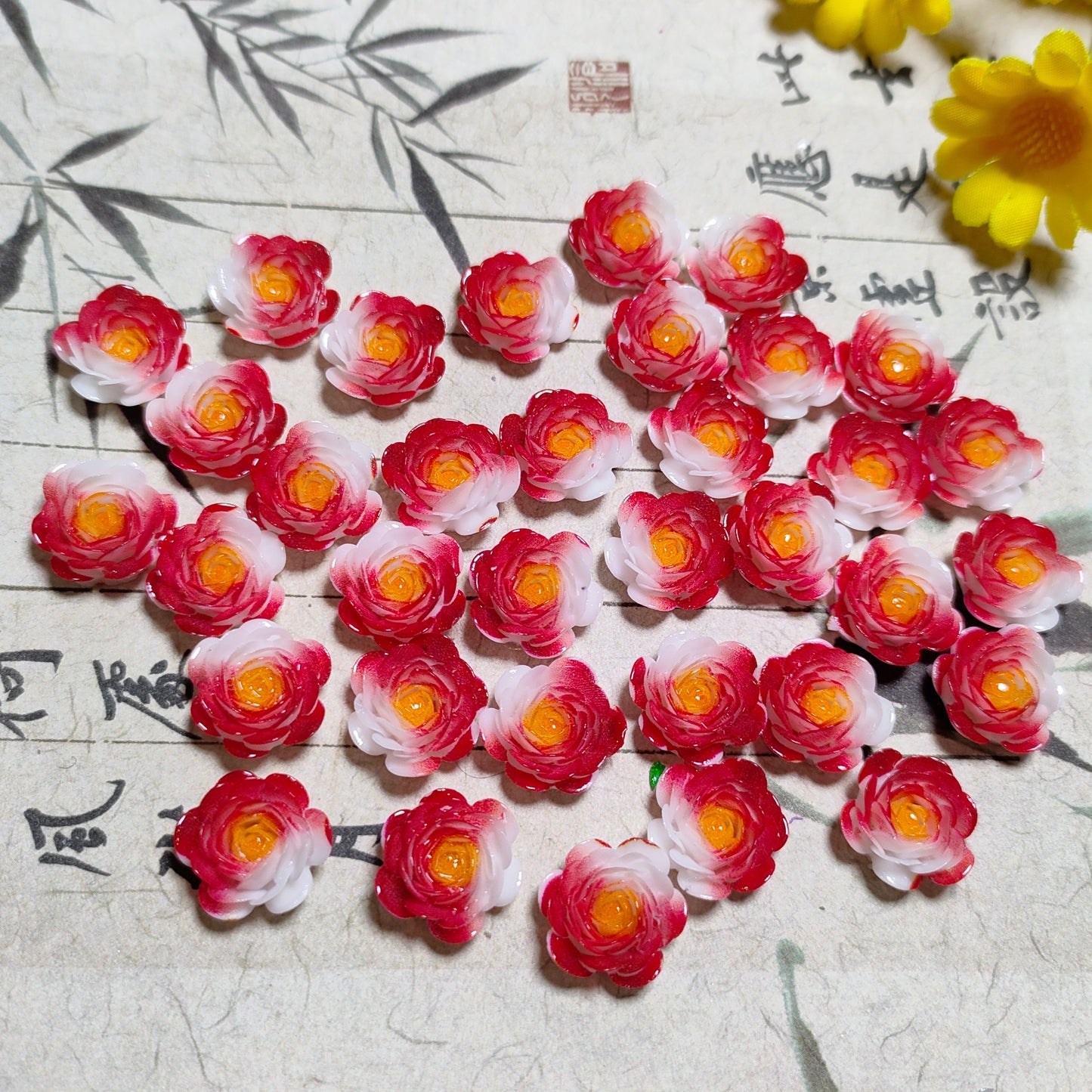 11mm&12mm soft resin true love rose &roses with no-hole and curl edge&peony flower 20g per bag for nail&keychian&bracelet&car hangers