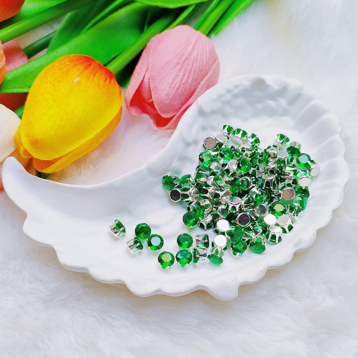 4mm round zircon rhinestones with golden and silver base for DIY bracelet & necklace