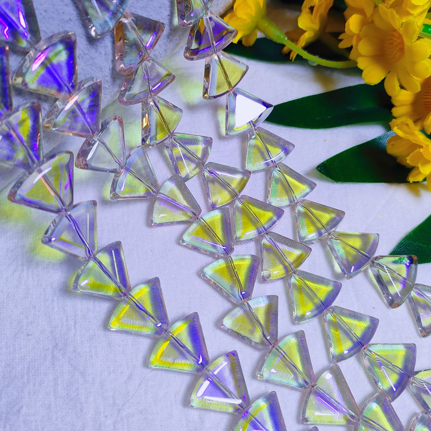 12*16mm K9 crystal glass triangular fan-shaped beads for DIY sun cathers& bracelet&necklace&keychain&car hangers etc