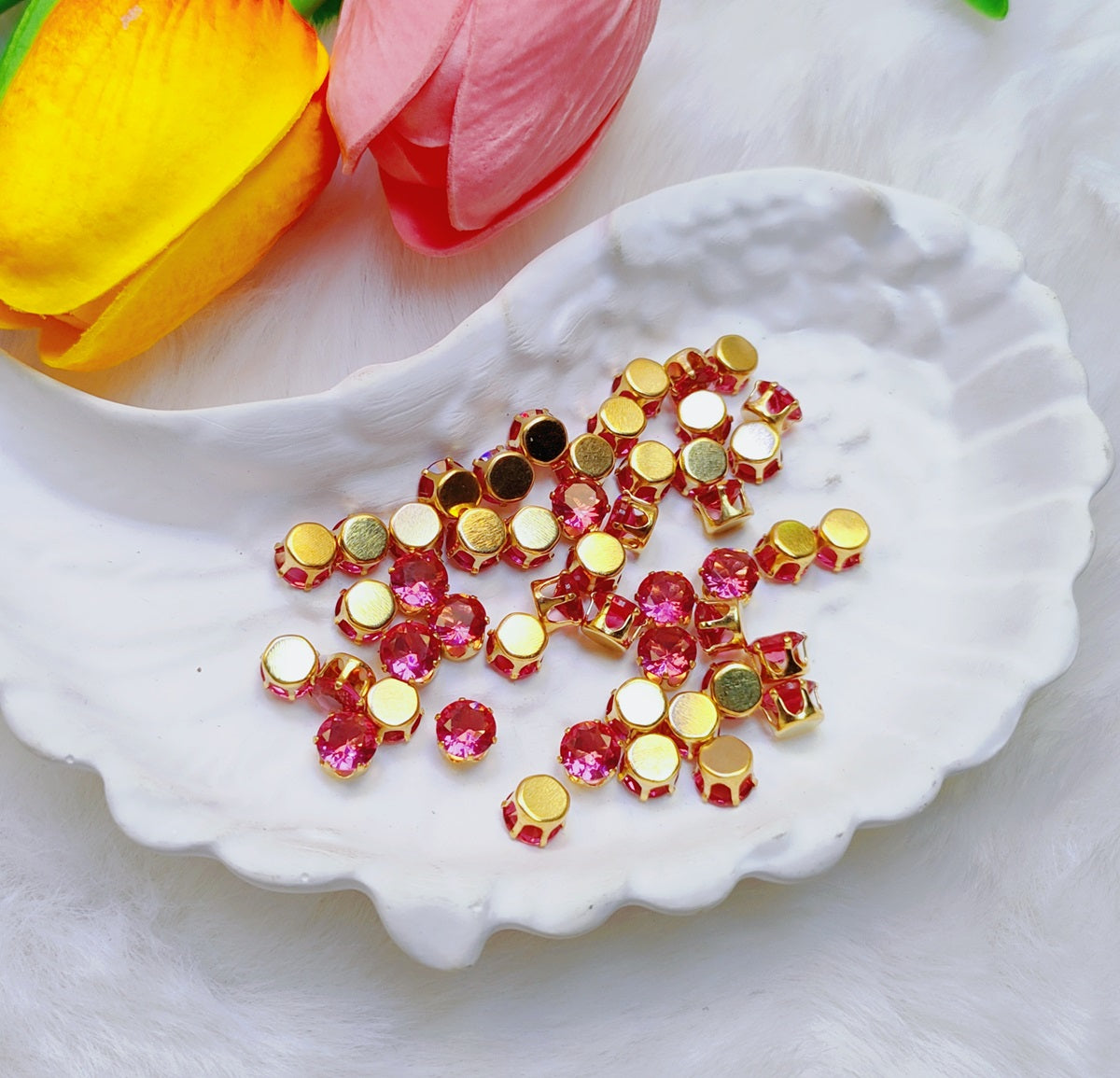 4mm round zircon rhinestones with golden and silver base for DIY bracelet & necklace