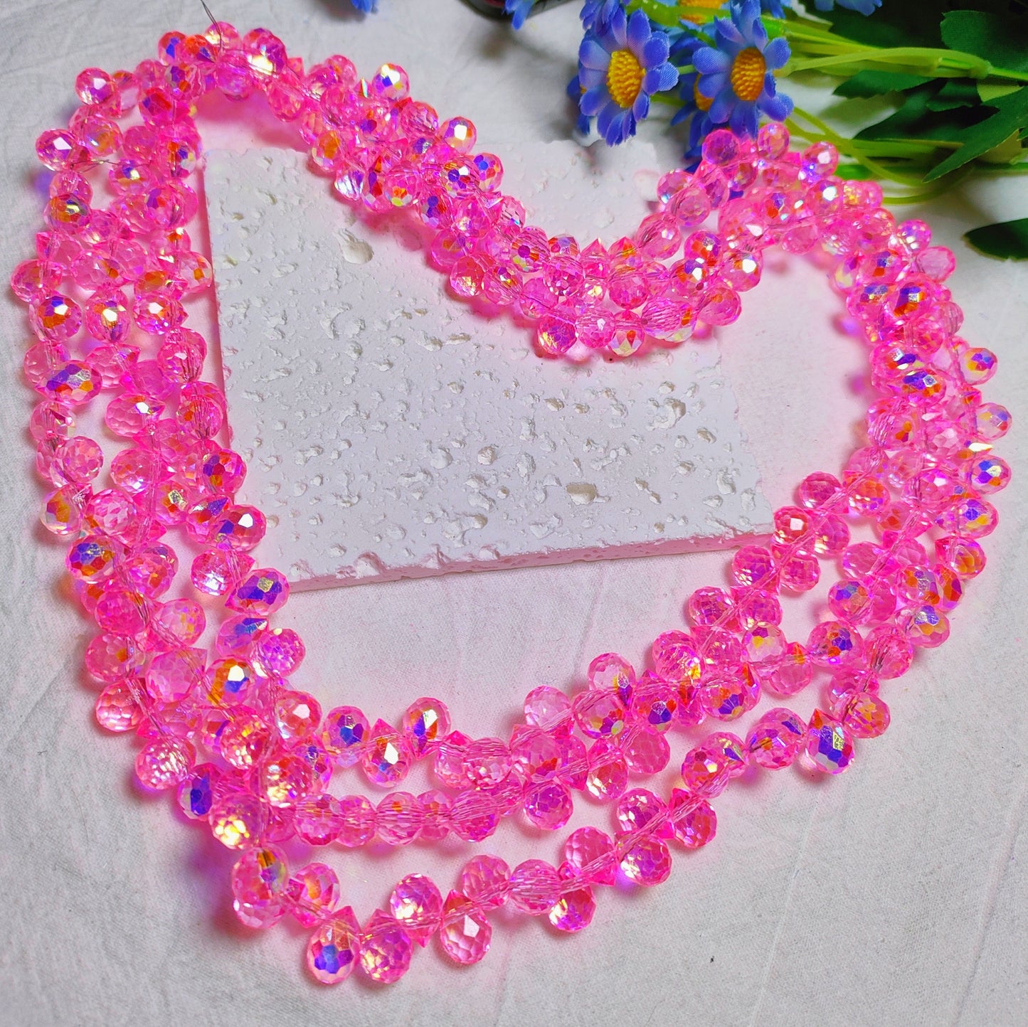 8mm horizontal hole faceted K9 crystal glass strawberry water drop beads 94pcs per strand for DIY bracelet&keychain&car hangers ect accessories material
