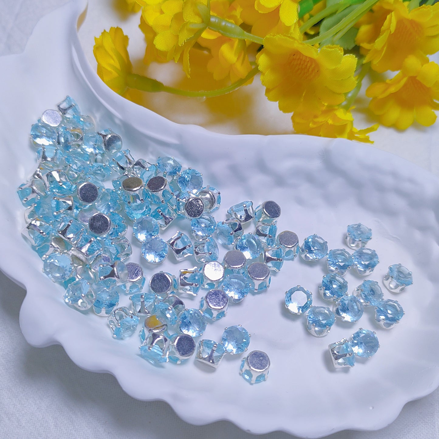 6mm round zircon rhinestones with golden and silver base for DIY bracelet & necklace
