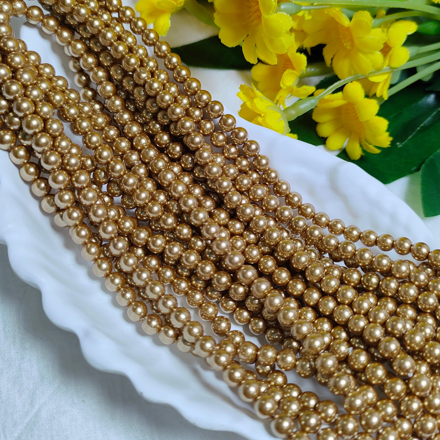 4mm artificial pressed shell pearls for DIY bracelet&necklace&sun cathers&car hangers&keychain etc