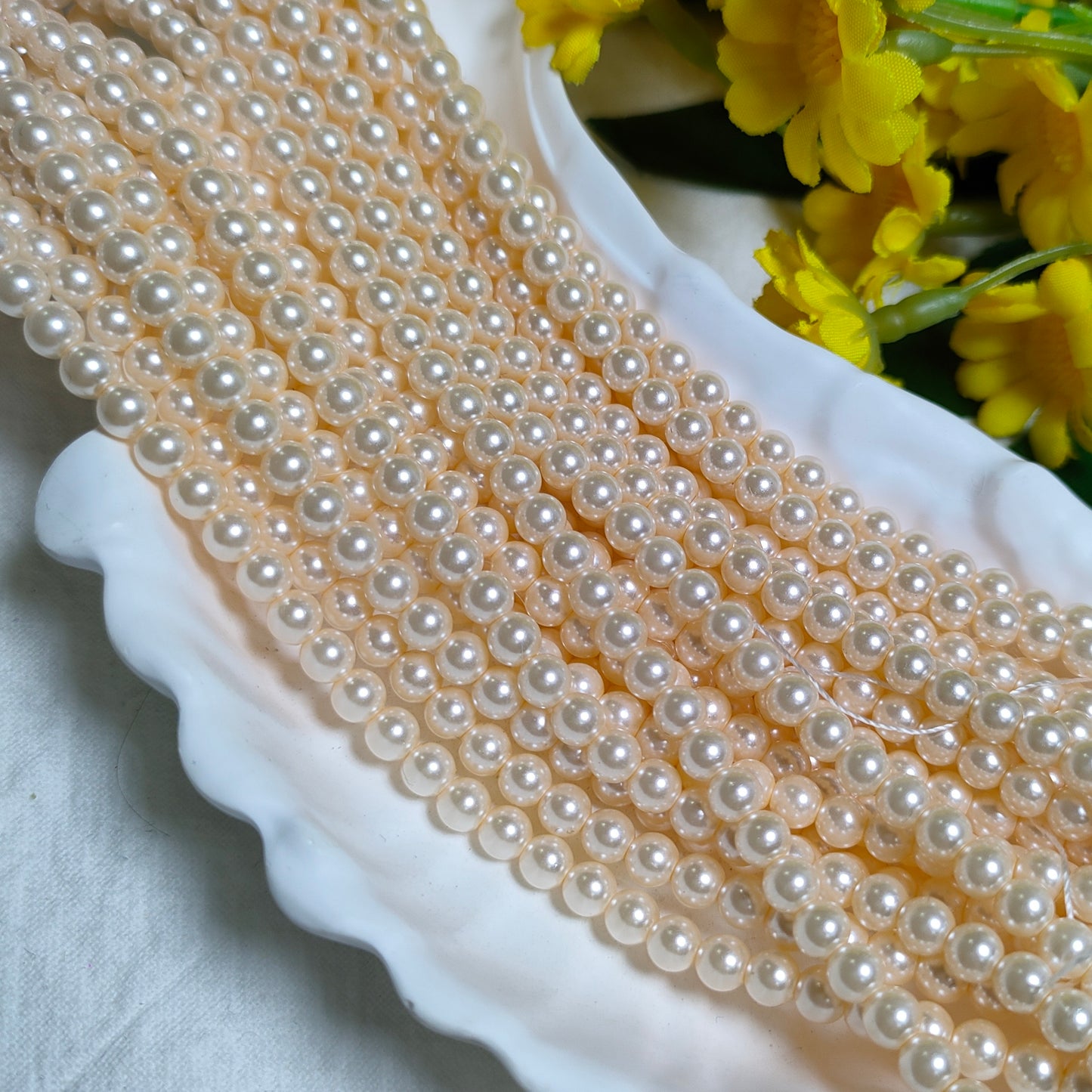 4mm artificial pressed shell pearls for DIY bracelet&necklace&sun cathers&car hangers&keychain etc