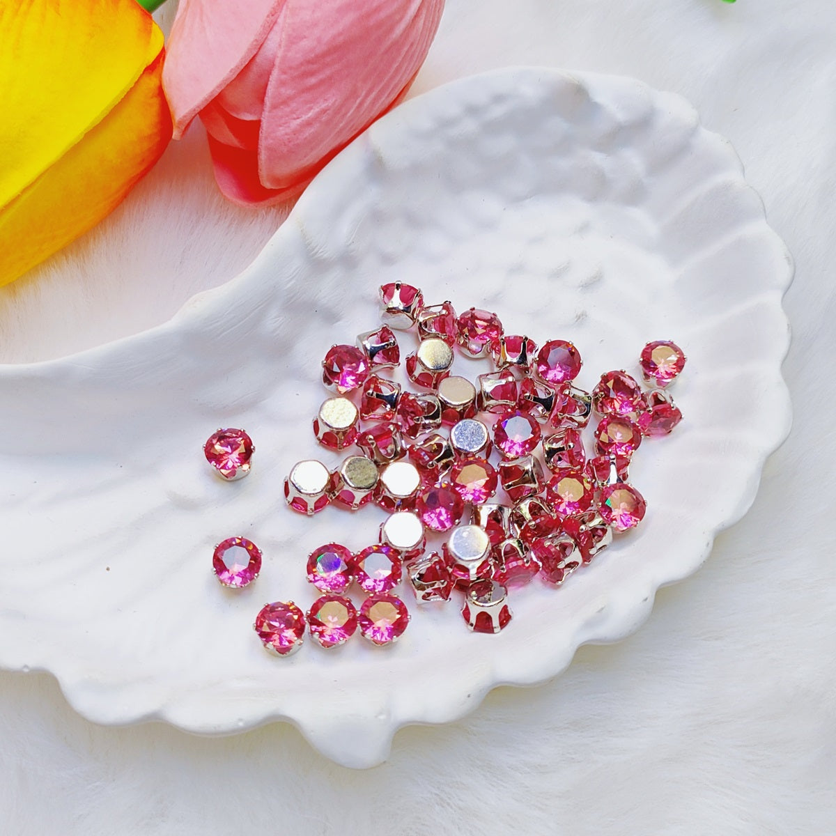 4mm round zircon rhinestones with golden and silver base for DIY bracelet & necklace