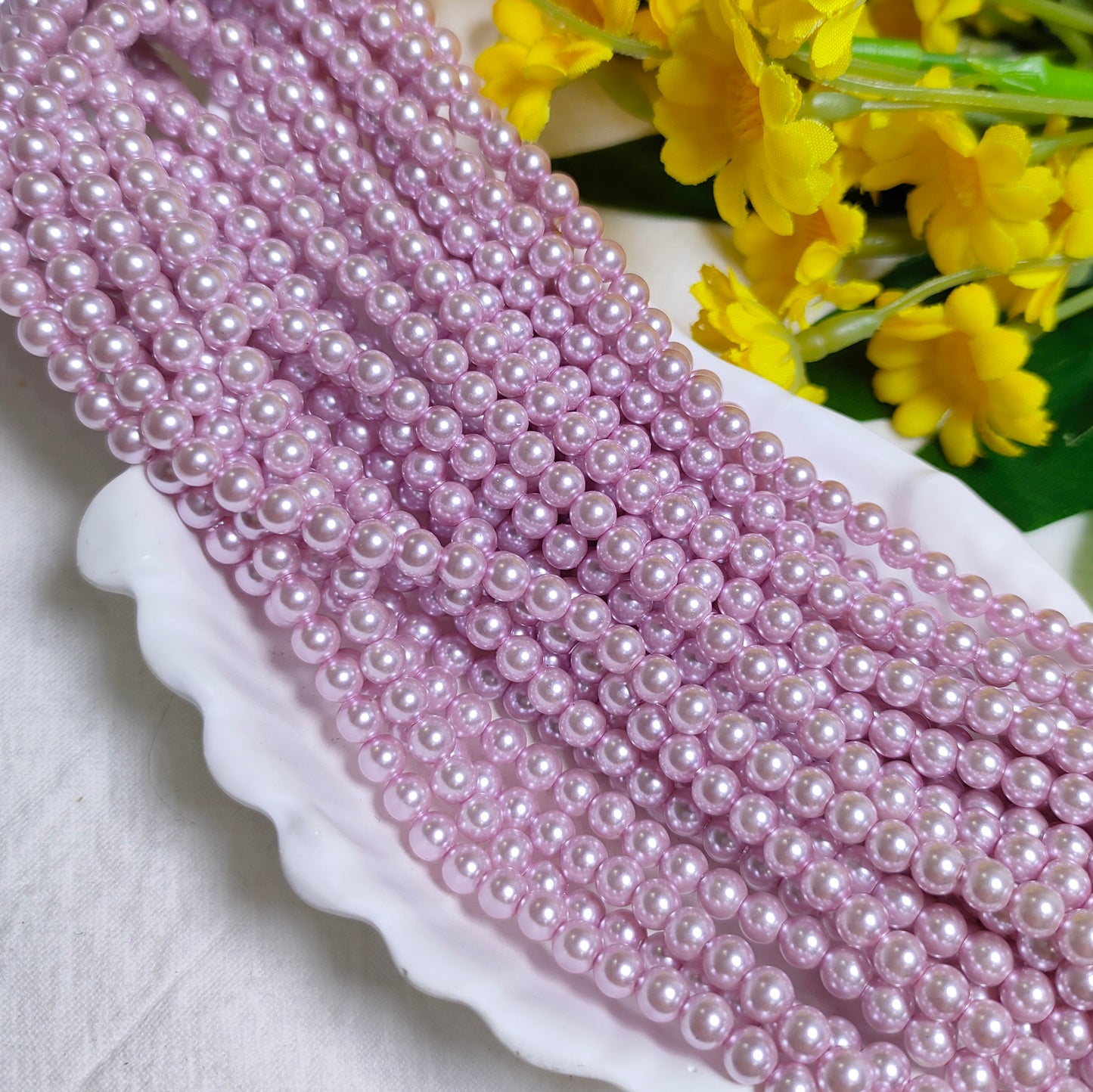 4mm artificial pressed shell pearls for DIY bracelet&necklace&sun cathers&car hangers&keychain etc