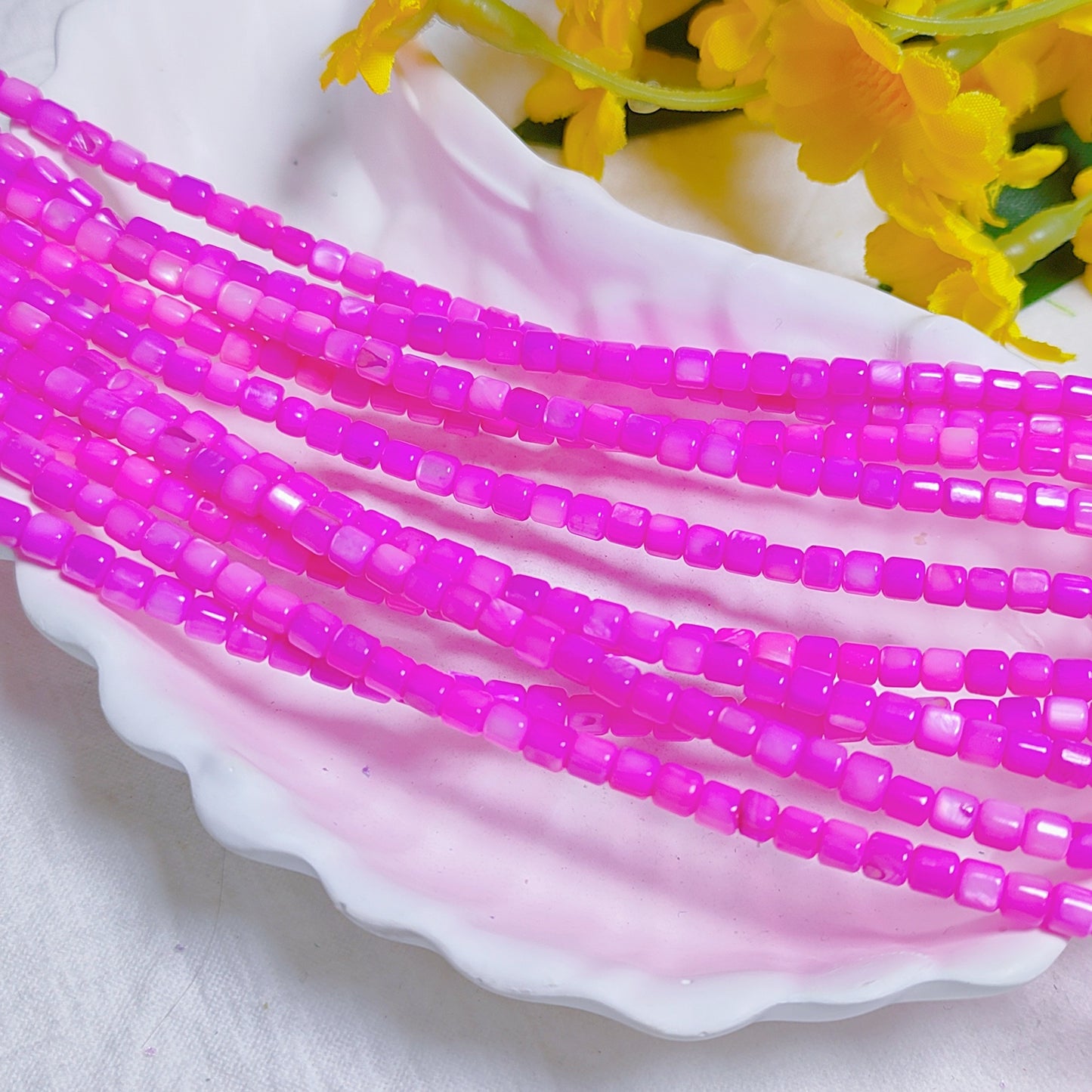 3.5mm natural fresh water pressed shell colored cylindrical beads for DIY bracelet&necklace&keychian etc